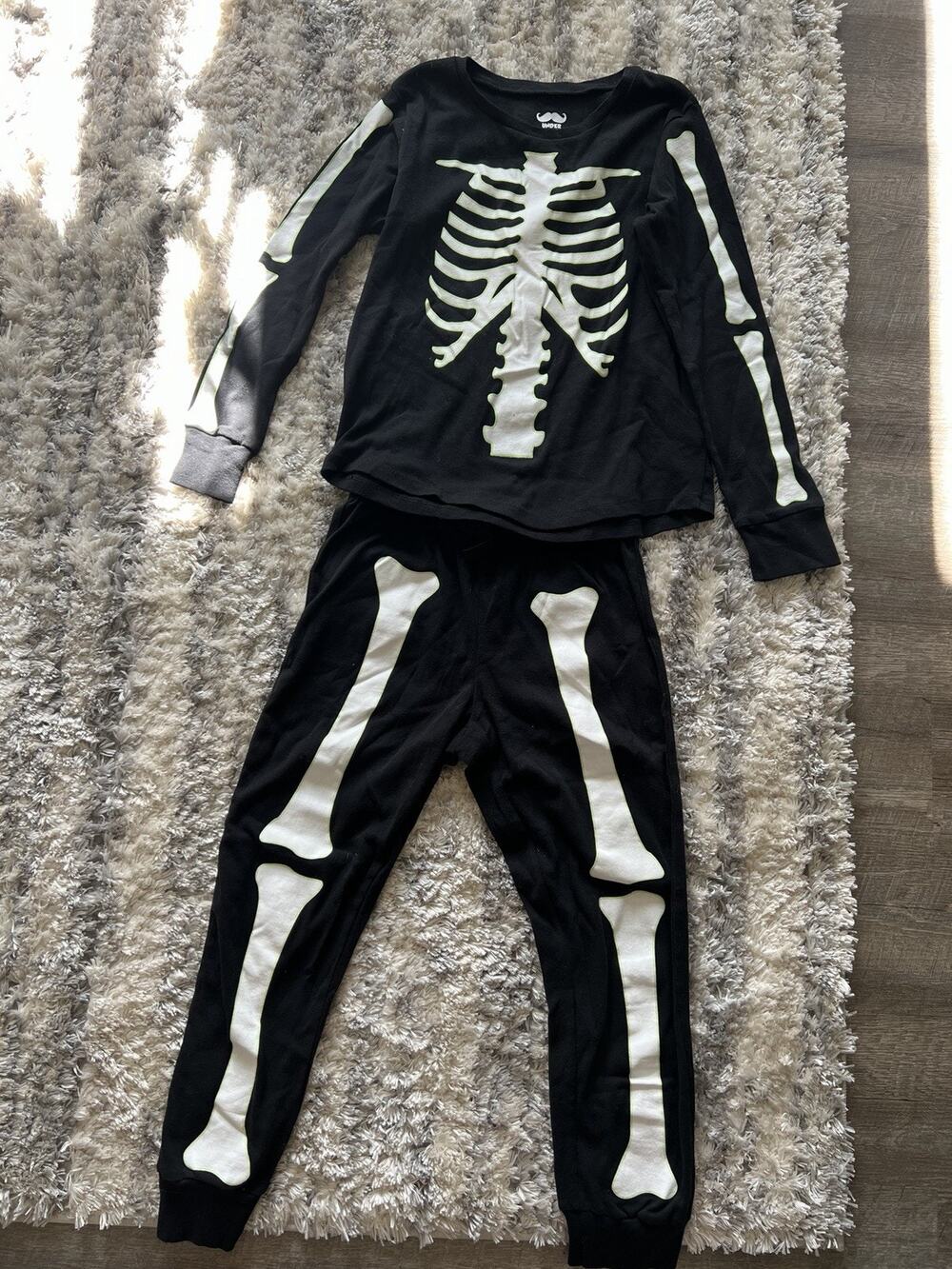 Under disguise Skeleton Pajama Set Halloween 2 Pc Black Size M